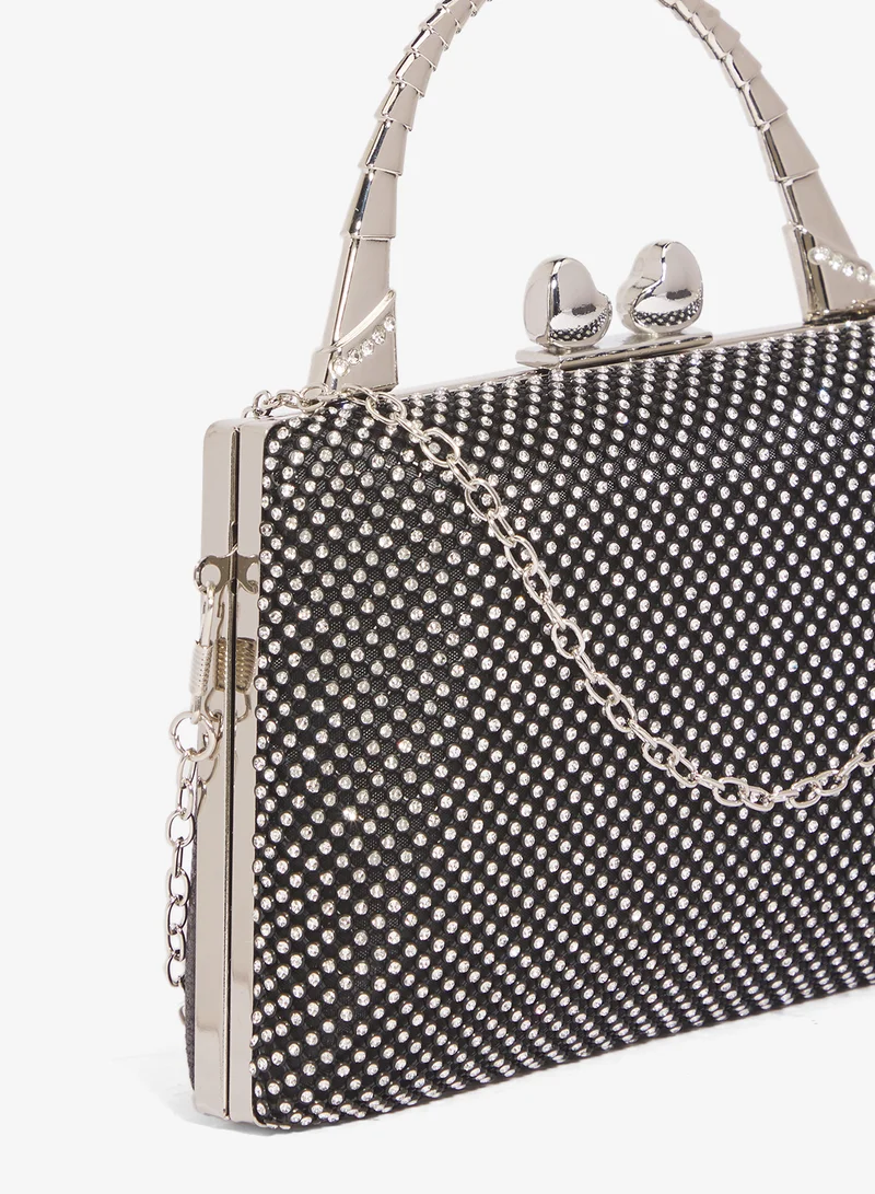 Khizana Black rhinestone detailed sparkly metallic top handle bag for Women | Best Price UAE